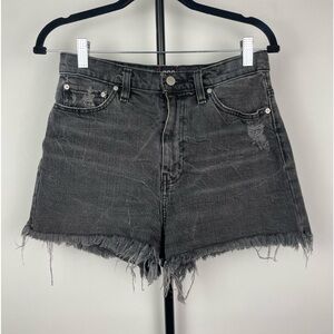 Urban Outfitters BDG Distressed Washed Black Girlfriend High Rise Denim Shorts